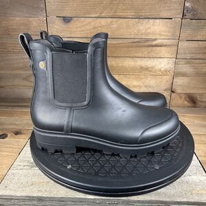 Bogs Holly Chelsea Womens Boots Sz 6 Black Comfort Pull On Ankle Rain Boots